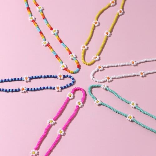 Daisy Choker Necklace For Women Girls Sweet Trendy Colorful Beads Choker Necklace Summer Beach Fashion Jewelry Gifts