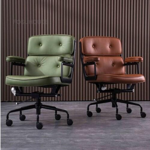 Simple Office Chairs Bedroom Furniture Leather Boss Chair Business Negotiation Computer Chair Comfortable Lift Swivel Armchair