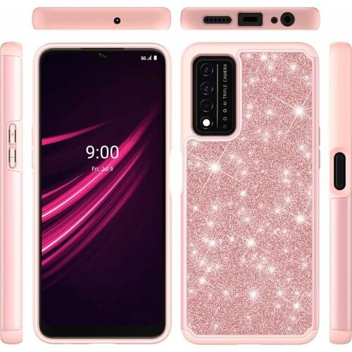 Shockproof Armor TPU Shiny Case for T-Mobile REVVL V+ 5G Glitter Shockproof Luxury Back Phone Cover Protective Capa Bling