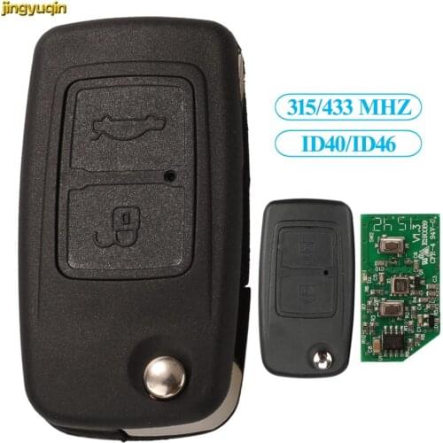 Jingyuqin Remote Car Key Control 315/433MHz ID40/ID46 Chip For Chery A5 A3 Before 2009 2 Button 9CN A21 Blade
