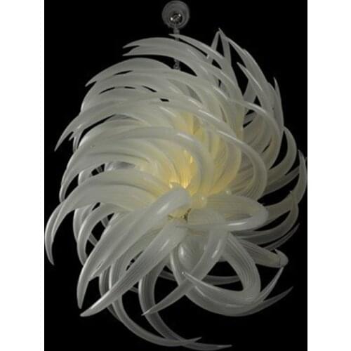 Hand Blown Glass Spiral Chandelier Lighting White Color LED Pendant Lamps Restaurant Hotel Home Lights 28 Inches