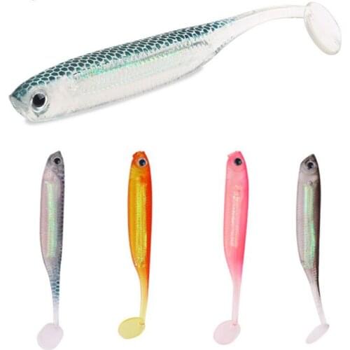 DYGYGYFZ 5pcs/bag Fishing Lure Soft Lure Shad Silicone Bait 7cm/14g T-tail Wobblers Swimbait Odor Attractant Artificial Bait