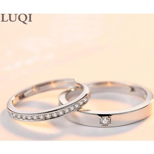 S925 Silver Plated Platinum Fashion Exquisite Gypsophila Couples Love Ring Size Adjustable R344