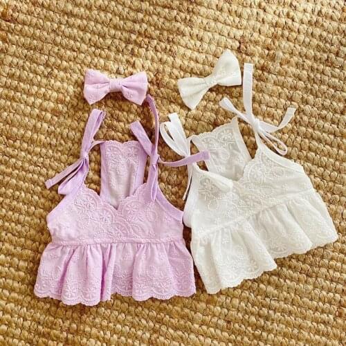 Spring and Summer New Lace Sling Bichon Teddy Dog Skirt Bow Short Breathable Pet Clothes Cat Dress Cat Cute Vest Skirt Luxury