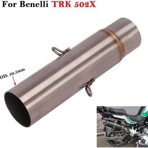 Slip On For Benelli TRK 502X TRK502X Motorcycle Exhaust Pipe Escape Modified Middle Link Pipe 51mm Stainless Steel