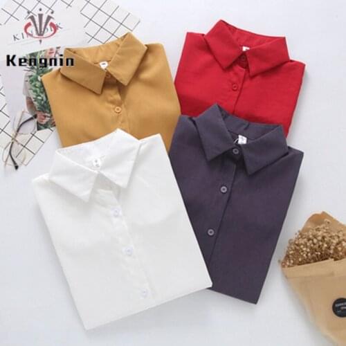 Tops Women 2021 Autumn Harajuku Female Clothing Loose Woman Blouses Long Sleeve Vintage Women Shirts Plus Size Outerwear KN32