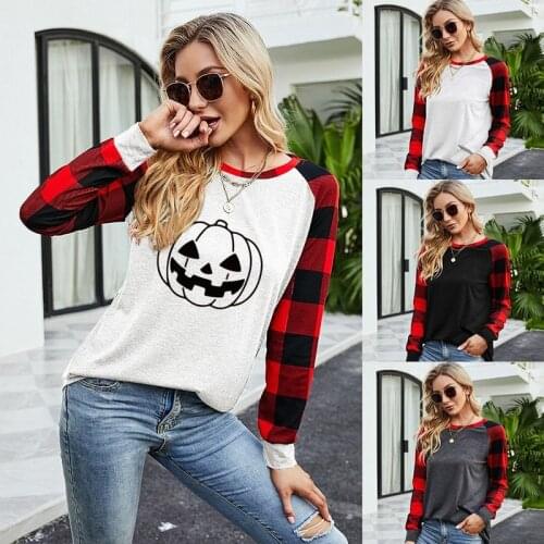 Ladies Christmas color matching fashion letter printing casual long-sleeved T-shirt womens clothes plus size woman tshirts