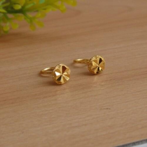 Pure Solid 24k Yellow Gold Women Earrings Perfect Sunflower Stud Earrings 0.92g 5.2mmW