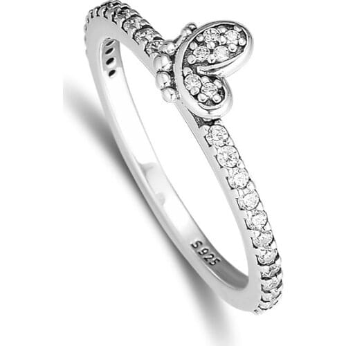 Authentic 925 Sterling Silver Rings Bedazzling Butterfly Finger Ring for Women DIY Making Wedding Party Gift anillos Wholesale
