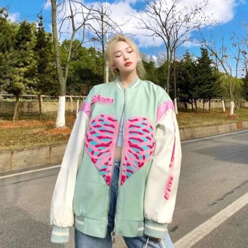 2021The New Baseball Bomber Jacket Women Oversized Vintage Harajuku Streetwear Korean Style Zipper Spring and Autumn Loose Coat