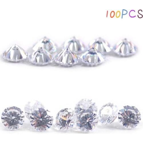100pcs AAAGrade White 1MM Loose Zircon Stone Round Cut Cubic Zirconia