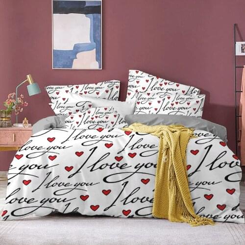 3D Bedding Set Red Heart Kiss Lips Mouth Print Duvet Cover Set With Pillowcase Polyester Bed Set Home Textiles For Adults