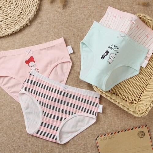 4pcs/pack Briefs Kids Girls Cartoon Baby Girl Cute Panties Pure Cotton Teenage Underwear Lovely Toddler Shorts Panty Clothes New
