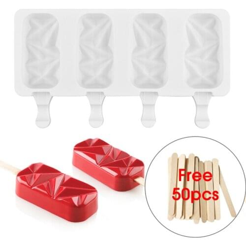 Diamond Silicone Ice Cream Mold DIY Homemade Popsicle Mold Popsicle Mold Ice Cream Tool Kitchen Accessories with Free Sticks