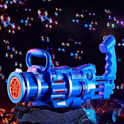 2021 Summer Gatling Bubble Machine Wedding Supplies Electric Sound and Light Automatic Bubble Blower Maker Gun Kids Outdoor Toy