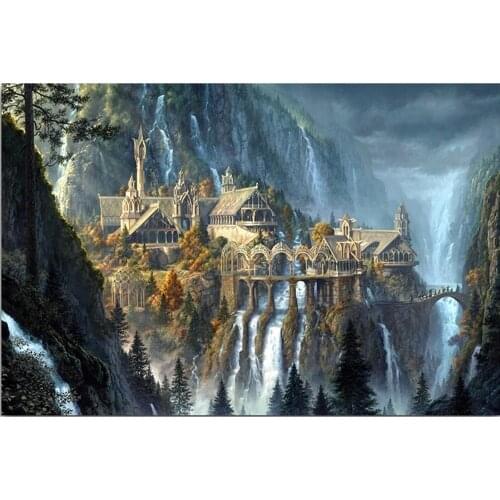 ARMYQZRound Square Diamond Embroidered Dream Castle 5D DIY Diamond Painting Cross Stitch Landscape Diamond Mosaic Home Decoratio