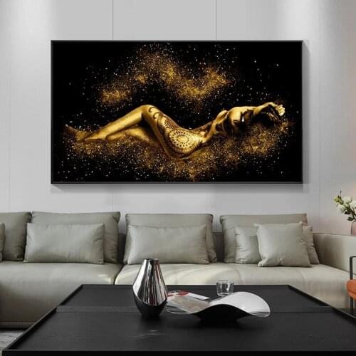 Black and gold abstract sexy naked female body figure canvas posters and prints living room wall art pictures home decor