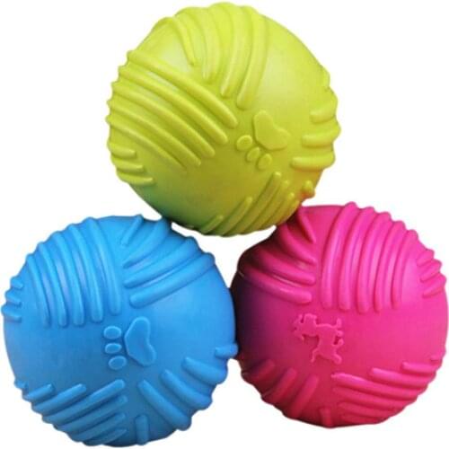 Pet Dog Cats Play Rubber Ball Puppy Throw Teaser Playing Fetch Chew Bite Toys