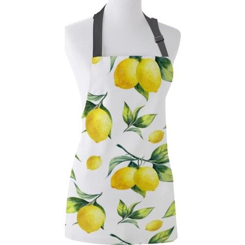 Lemon Leaf Fruit Geometric Art Apron Adult Kids Bibs Home Cooking Baking Restaurant Kichen Aprons for Woman Cleaning Apron