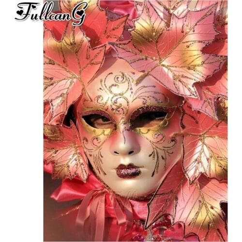FULLCANG 5d diy diamond painting leaf mask full square/round drill mosaic embroidery rhinestone sale fantasy beauty art FC1221