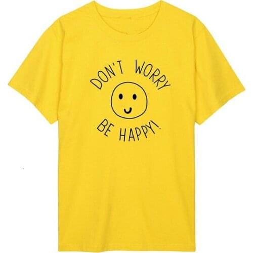 Dont worry be happy t shirt womens mens ladies boys girl tee top hipster tumblr grunge fun swag t shirt fashion smiley- K177