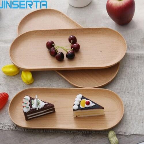 JINSERTA Wooden Storage Tray Dinner Plate Food Dessert Tea Coffee Storage Plate Home Cake Sushi Bread Snack Decrative Tray