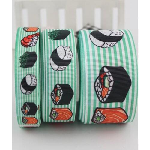 Sushi green stripe printed grosgrain ribbon Decorative Ribbon Gift Packing Patchwork Handmade 9mm 16mm 22mm 25mm 38mm 57mm 75mm