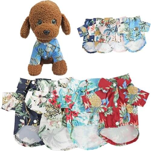 Pet Dog Clothes Summer Beach Hawaiian Shirt Coat T-Shirt For Small Dogs Cats Clothing Spring French Bulldog Puppy Blouse Outfit