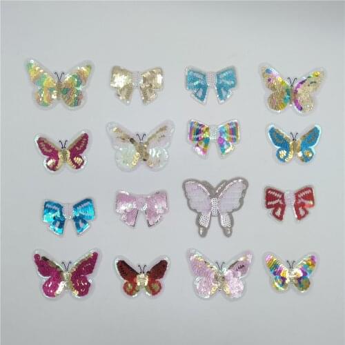 Bow DIY Cartoon Butterfly Sequins Badge Clothes Decal Applique Ironing Clothing Sewing Supplies Dress Decoration Accessories