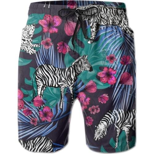 Tropical Leaves And Animal Print Quick Dry Swimming Shorts For Men Swimwear Man Swimsuit Swim Trunks Summer Bathing Beach Wear
