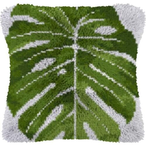 Leaf Latch Hook Kit Make Cushion Canvas Crochet Pillow Case Latch Hook Cushion Cover Arts & Craft