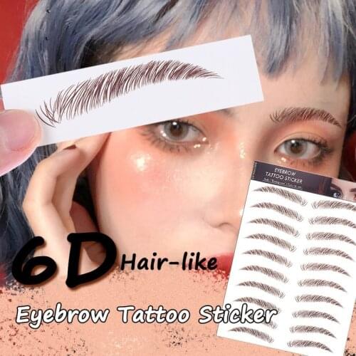 6D Water-based Eyebrows Sticker Hair-like Eye Brow Tattoo Stickers Waterproof Long Lasting False Eyebrow Enhancers Makeup Tools