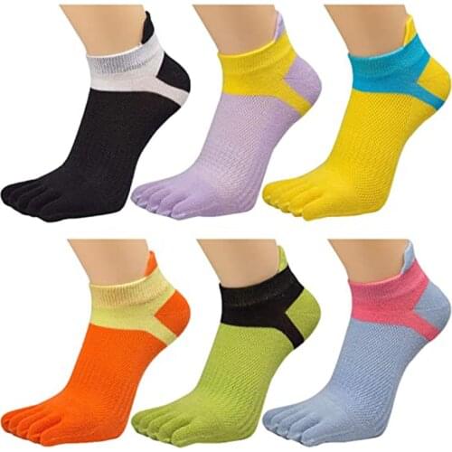 Womens Low Cut Toe Socks Ankle Five Fingers Cotton Wicking Athletic Running Socks for Ladies femme socken damen calcetines mujer