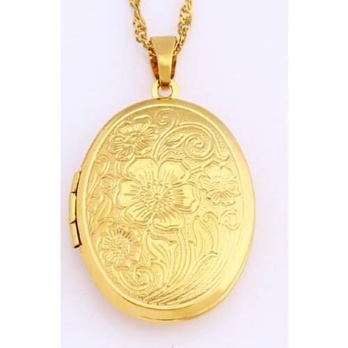 New Fashion Creative Photo Frame Pendant Gold Oval Box Can Open Necklace Pendant Jewelry Free Shipping