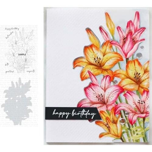 2021 New Flowers Branch Metal Cutting Dies and Clear Stamps for Scrapbooking Craft Stencil Seal Sheet Decor Embossing Template