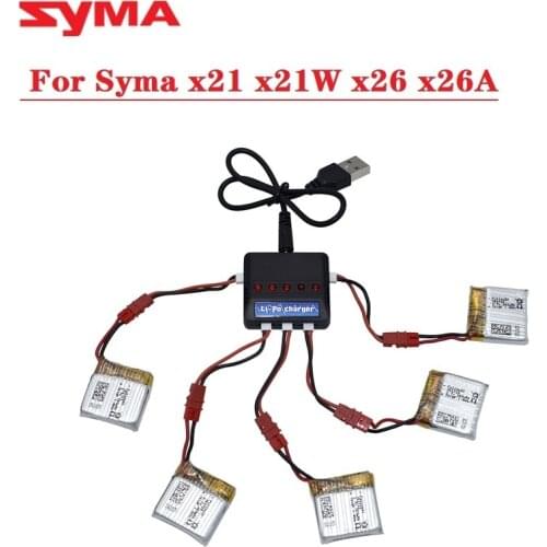 Upgrade 3.7 V 380mAh lipo battery + charger for SYMA X21 X21W x26 X26A remote Control drone parts with X21 X21W x26 X26A charger