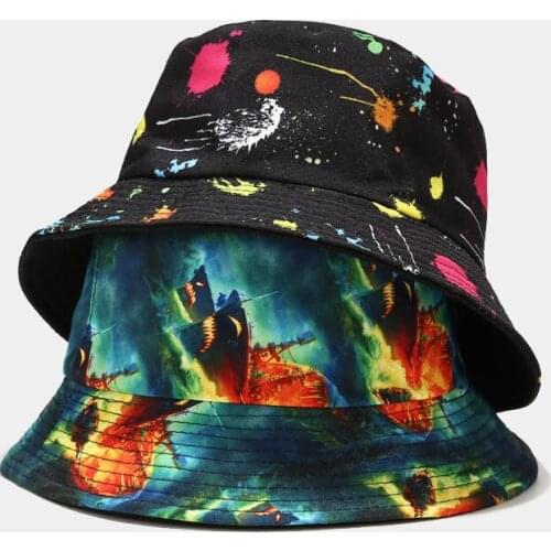 New Printed Bucket Hat Reversible Fisherman Hat Hip Hat Vintage Casual Hip Hop Caps for Women Men