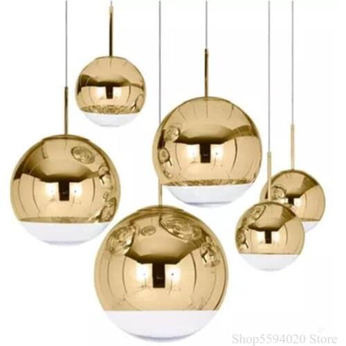 Simple Space Hanglamp Glass Plated Ball Pendant Lights Dining Room Cafe Lustre Led Modern Suspendu Lustres Pendentes Lamp
