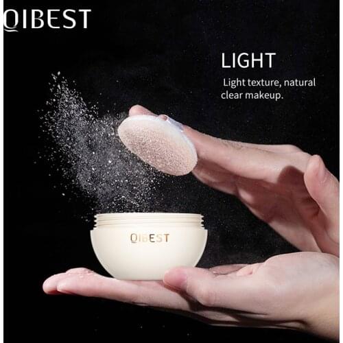 QIBEST Powder Natural Matte Long Lasting Powder Foundation Whitening Brighten Skin Waterproof Oil Control Powder Cosmetics TXTB1