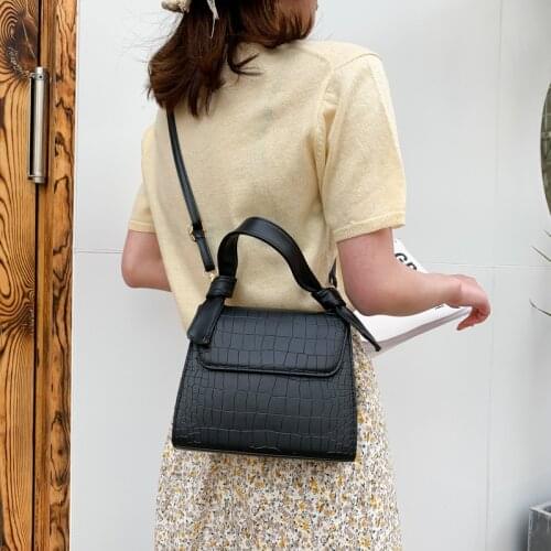 Women Ladies Crocodile Pattern Crossbody Bag Solid Color PU Leather Elegant Small Shoulder Pack Handbag for Shopping Streetwear