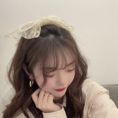 Super fairy lace bow hairpin pearl tassel top clip girl retro temperament hairpin headdress