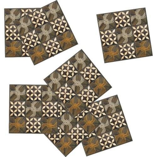 Wood Pattern Mosaic Wall Tile Peel And Stick Self Adhesive Backsplash Kitchen Bathroom Home Wall Stickers Vinyl 3D Decoration