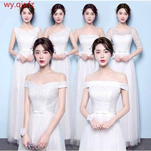 YNHS01H#white red Bridesmaid dresses graduation long dinner girl new beanpaste wedding party dress 2019 prom gown fashion women