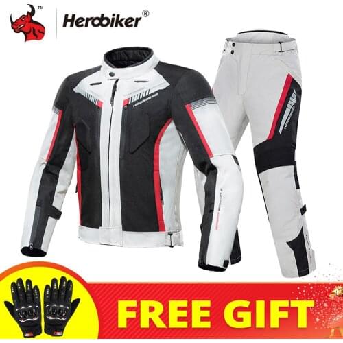 HEROBIKER Winter Motorcycle Jacket Windproof Riding Jacket Set Protective Gear Men Motorcycle Clothing Waterproof Chaqueta Moto