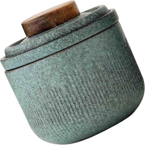 1 Set Portable Ceramic Tea Set Outdoor Tea Cup with a Travel Bag (Matcha Green)