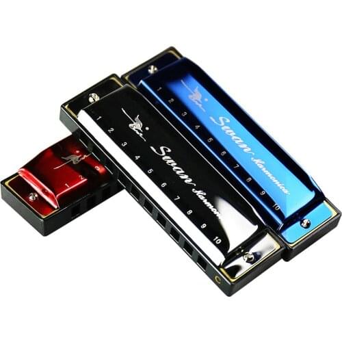 10 Holes Key of C Blues Harmonica Musical Instrument with Case 20-Tone Standard Range for Beginners Children F11