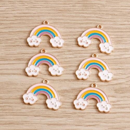 10pcs 25*18mm Cartoon Enamel Cloud Charms for Jewelry Findings Natural Rainbow Charms Pendants DIY Necklaces Bracelets Making