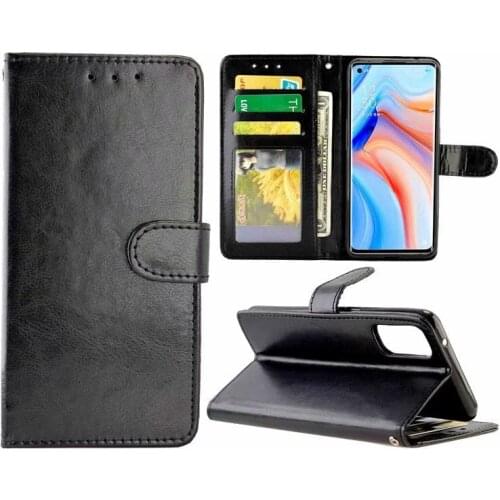 10pcs/lot Double Fold edge Crazy Horse Wallet PU Leather +TPU Case for OPPO Find X2 Reno4 Pro A92S Realme 6 Reno2 Reno 3
