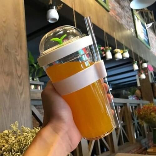 12oz 16oz creative foam tea cup, portable plastic cup, reusable plastic cup with straw, for bubble tea boba tea cup