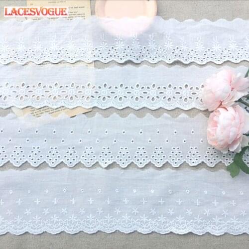 14yards 6-9cm Cotton embroidery lace fabric Garment needlework sewing Patchwork DIY Handmade accessories Clothes decoration 159